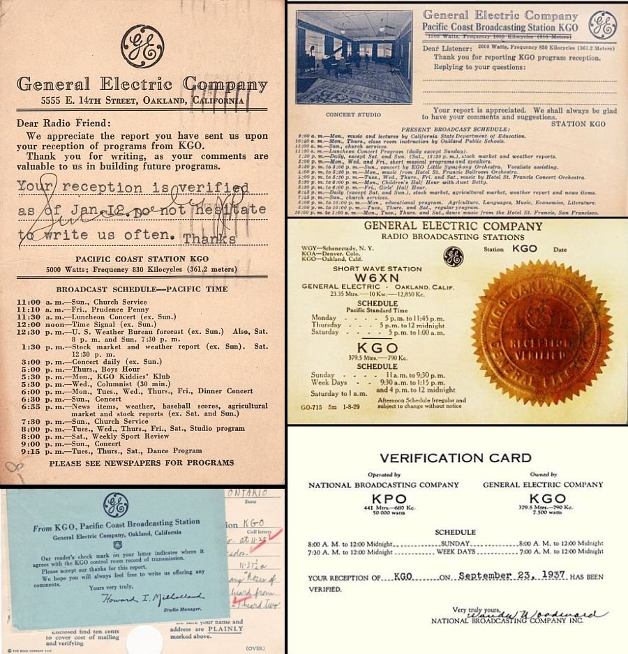 KGO QSL cards