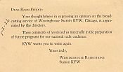 KYW QSL 1926